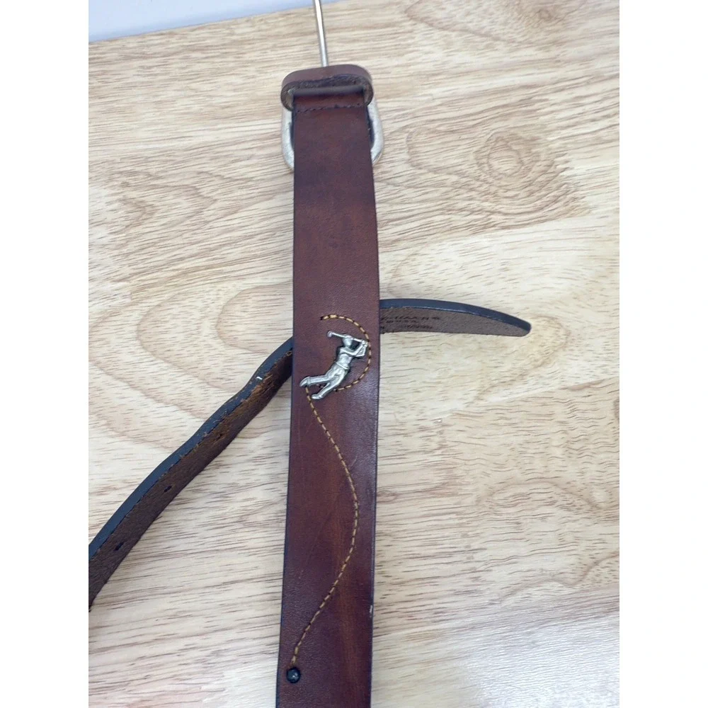 Cole Haan Men's Tan Leather Golfer imbedded Belt Size 36 Made In USA‎ #50